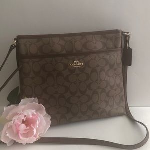 Coach Signature Tan Canvas & Leather Crossbody